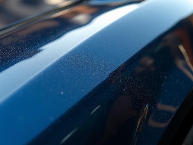 Close-up of a glossy paint finish after polishing and waxing