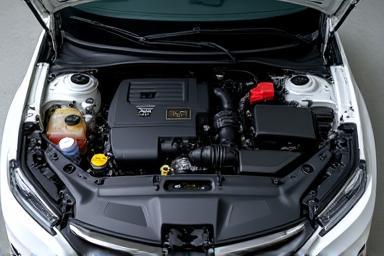 Cleaned and detailed car engine bay looking pristine